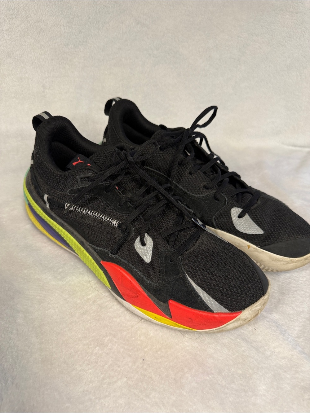 Men's Puma Basketball Dreamer  Shoes - Black with Red & Yellow Accents